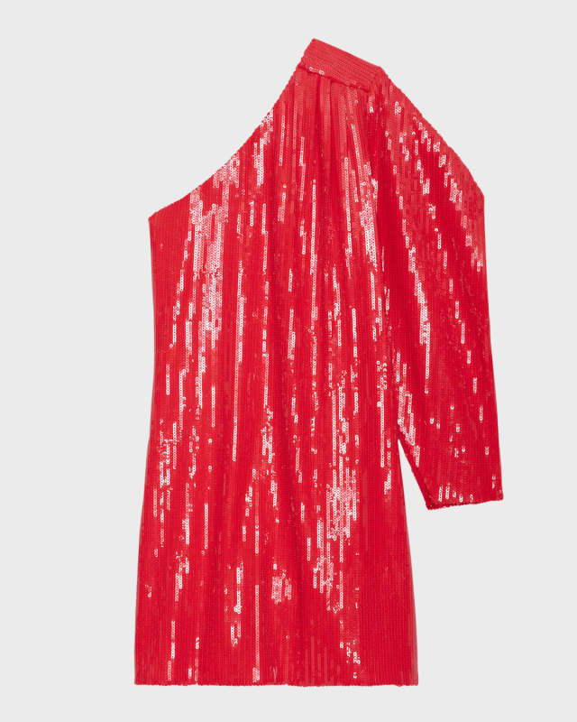 Roely Sequin-Embellished Asymmetric Mini Dress